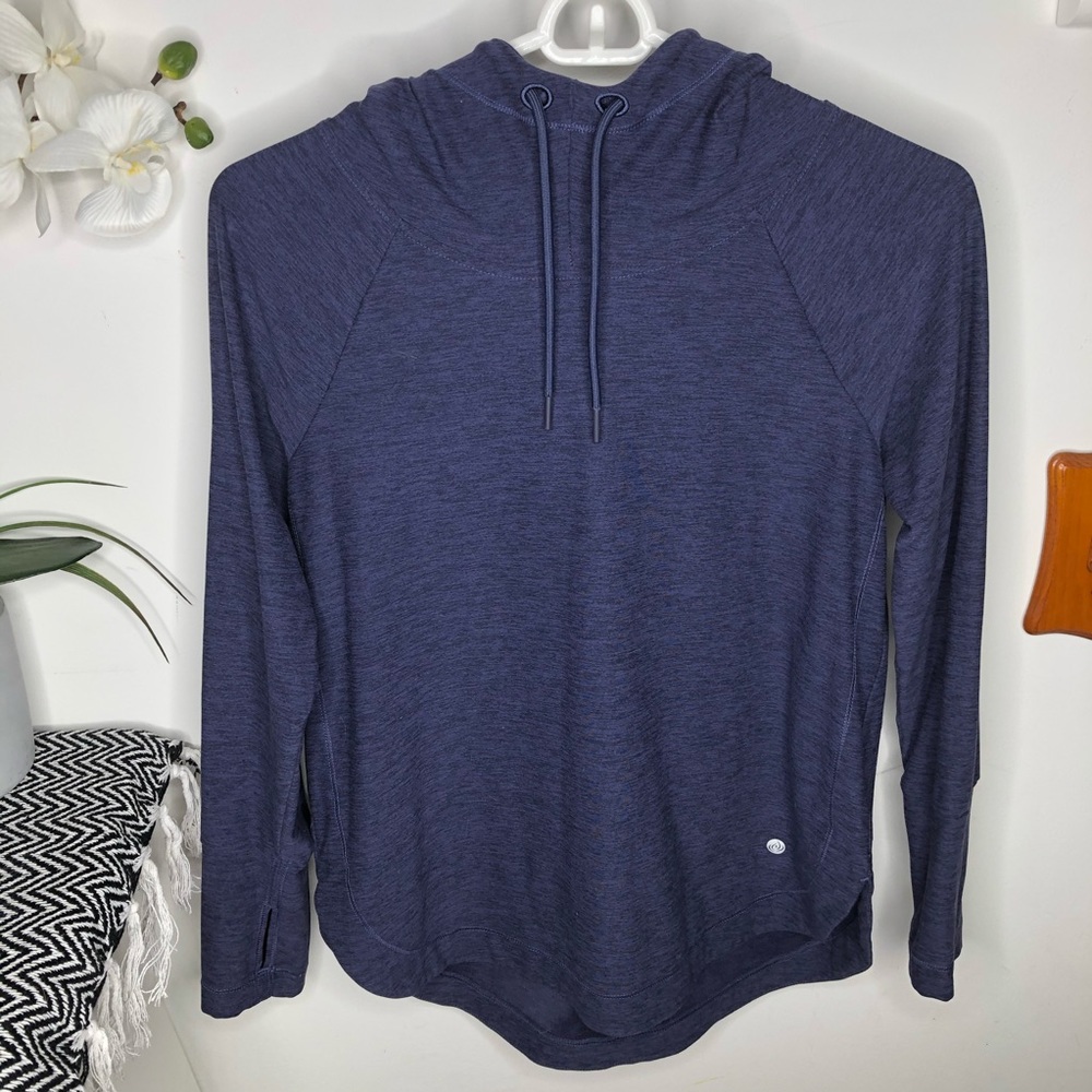 APANA Purple Mock Neck Athletic Drawstring Pullover Hoodie Top Size XS